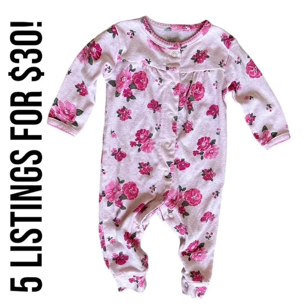 Carter’s Floral Print Snap Down Footless One Piece 3 Months Baby Girl